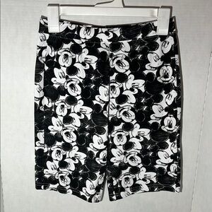 Disney Black and White Knee-Length Pencil Bike Shorts